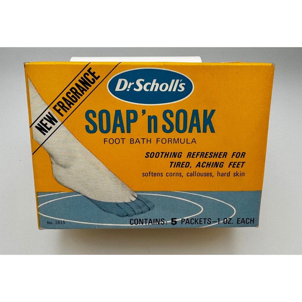 Vtg Dr Scholl's Soap 'n Soak Foot Bath Formula 5 Packets New Old Stock 1970s